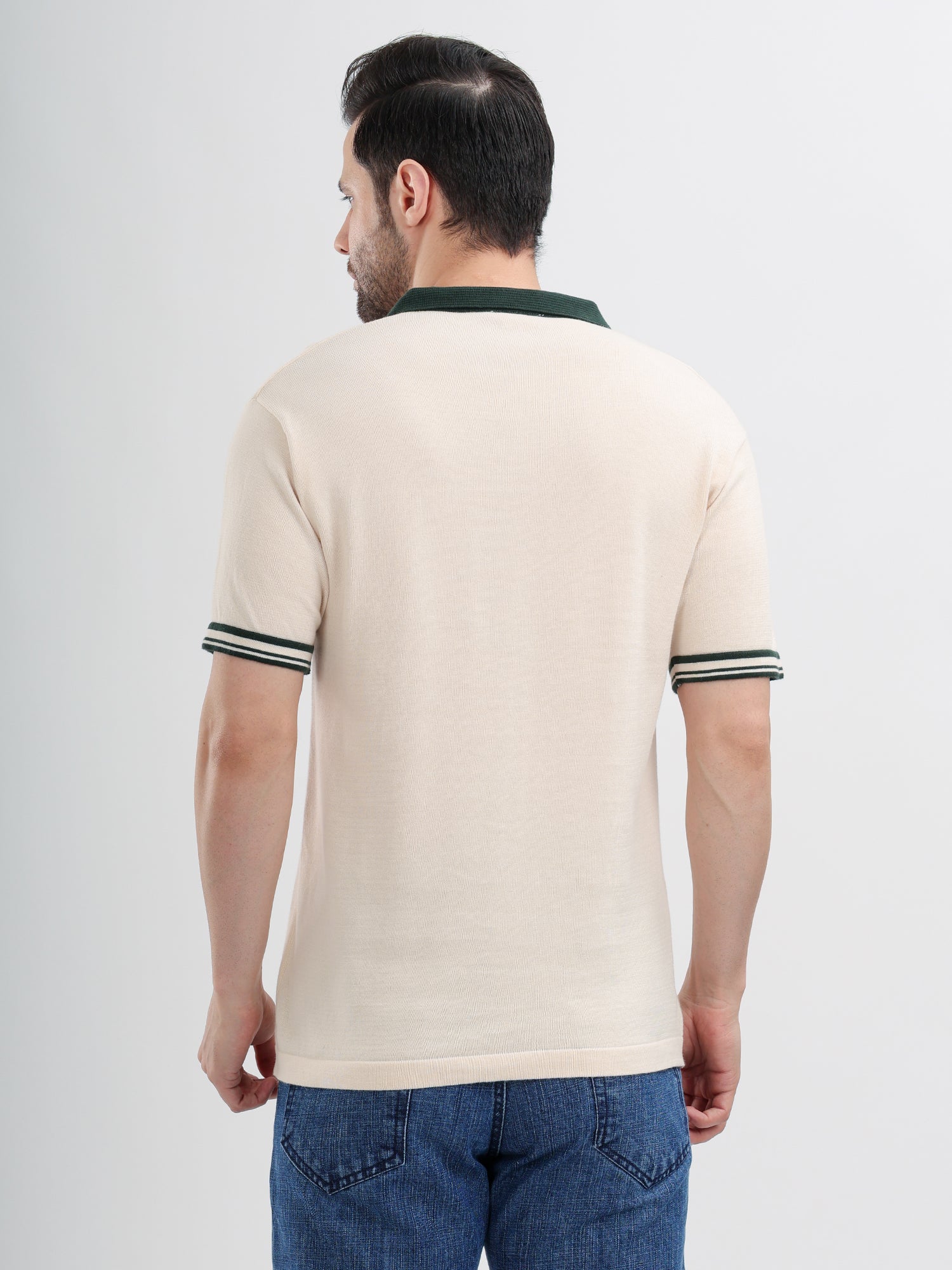 M Excess White Knit Polo