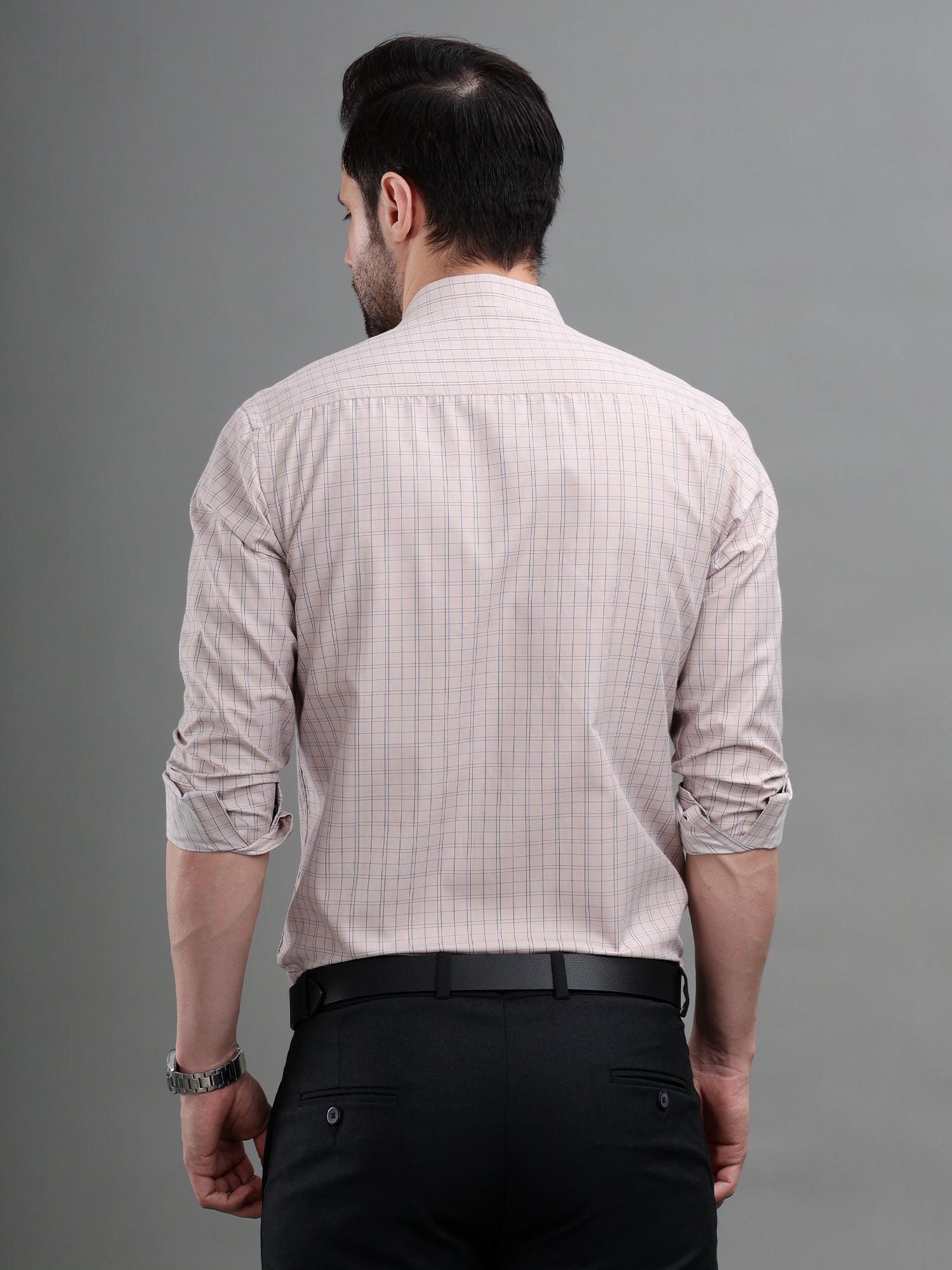 M Excess Checks Light Pink Dress Shirt