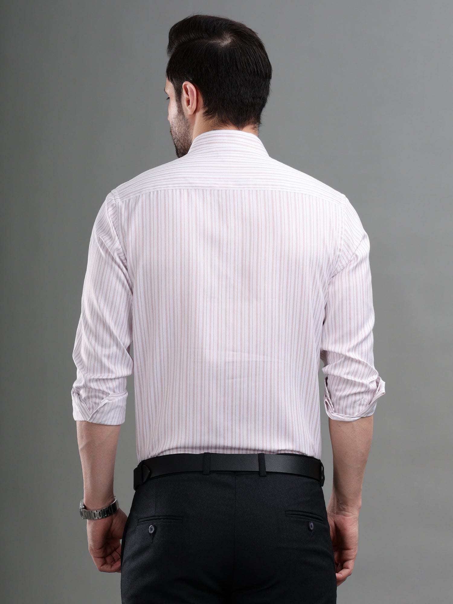 M Excess Stripes Soft Pink Dress Shirt