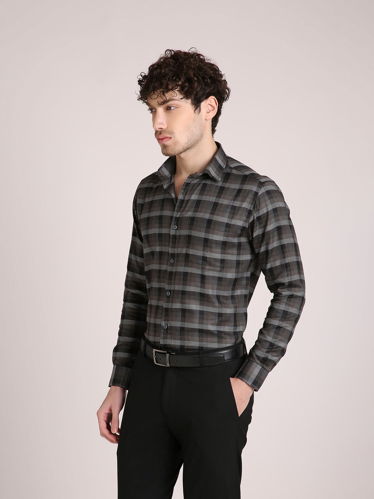 M Excess Checks Black/Grey Dress Shirt