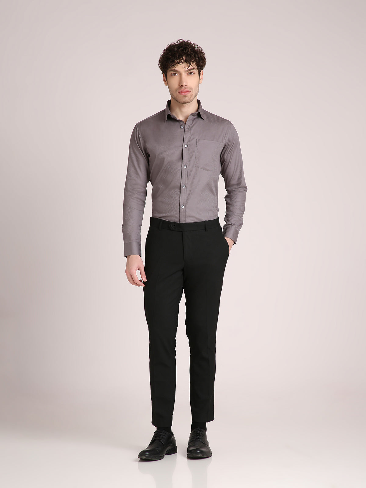 M Excess Solid Dark Grey Dress Shirt