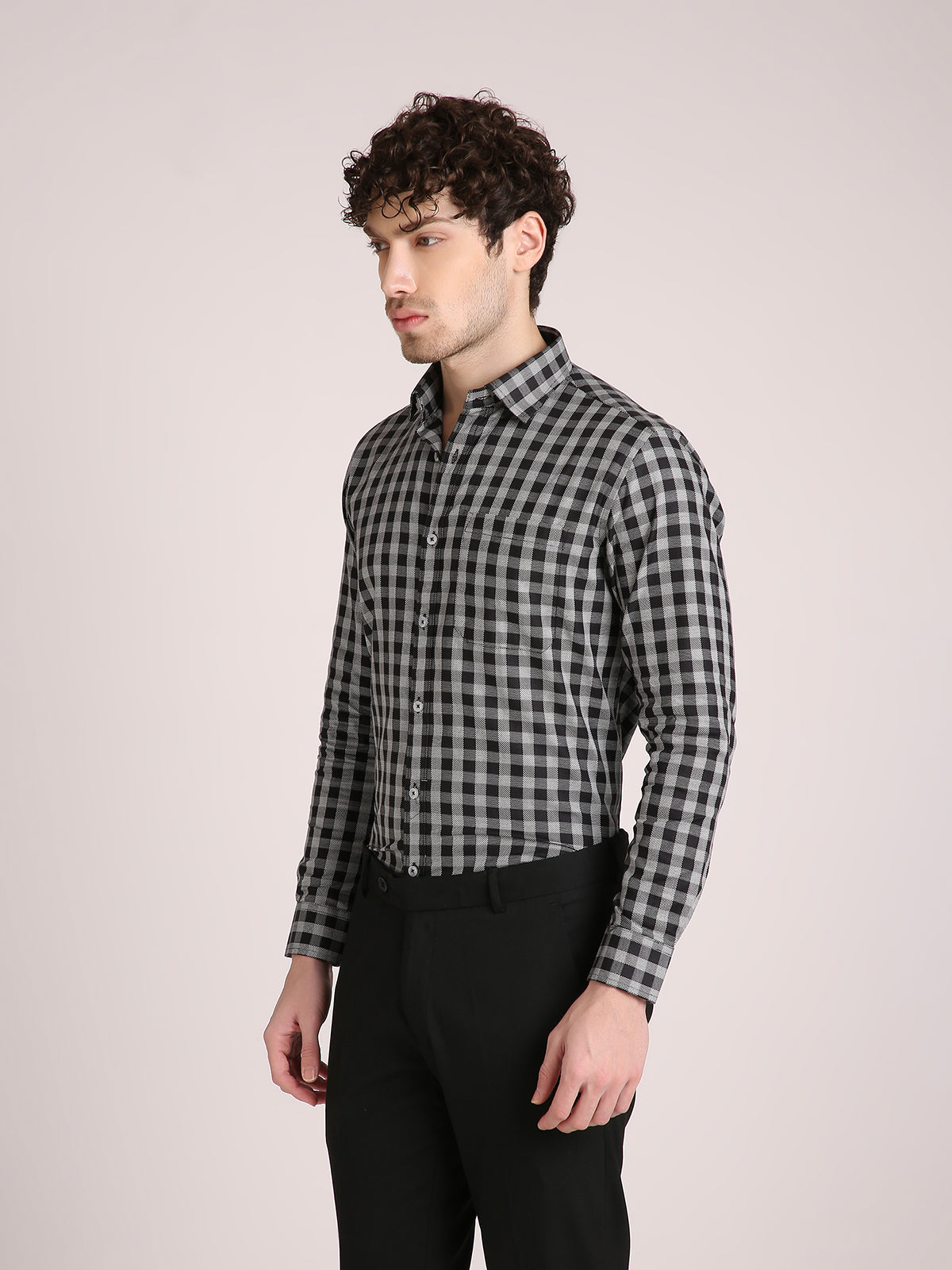 M Excess Checks Black/White Dress Shirt