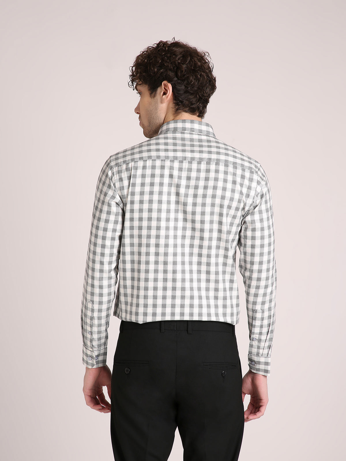 M Excess Checks White/Grey Dress Shirt