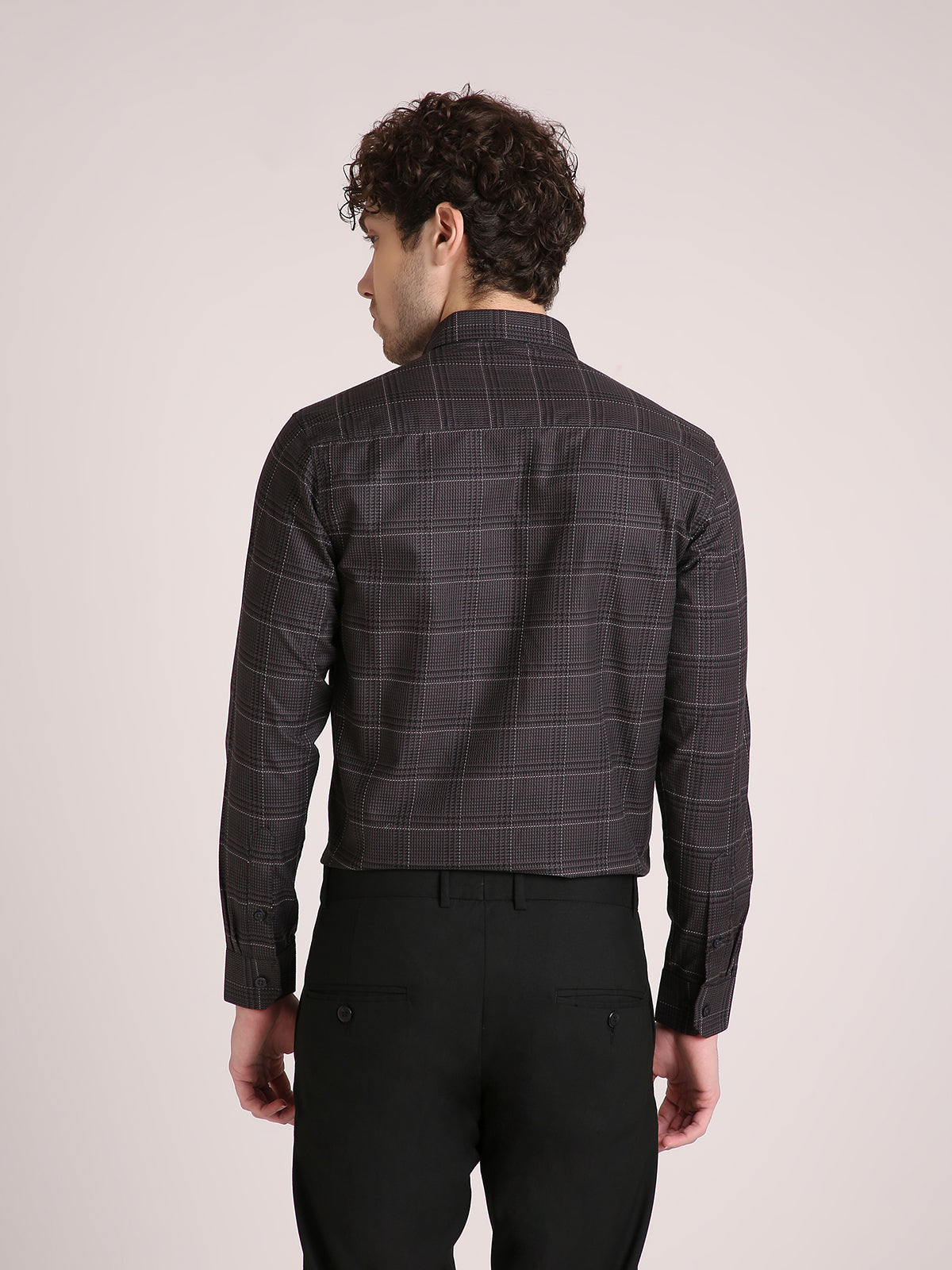 M Excess Checks Grey Dress Shirt