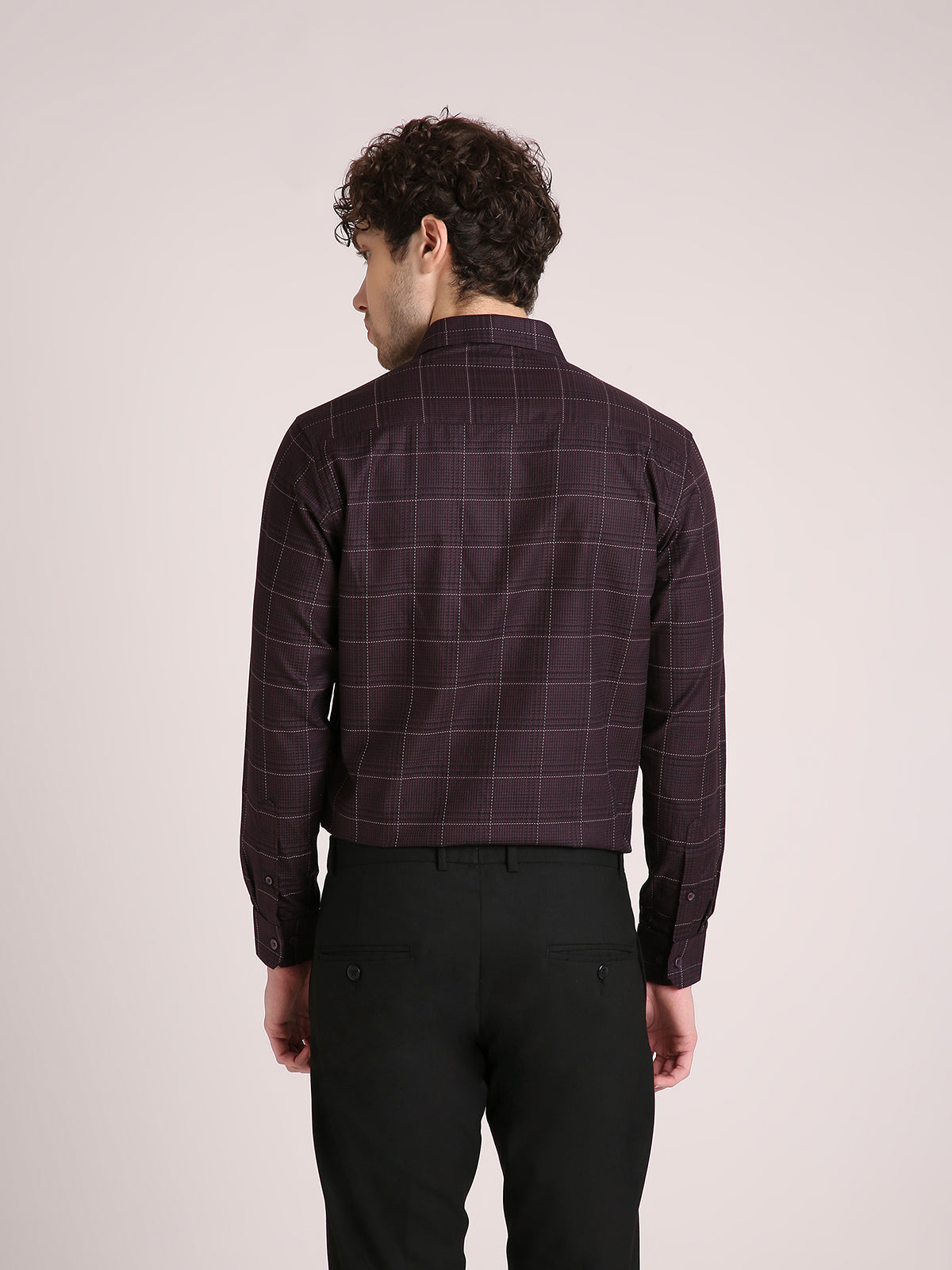 M Excess Checks Purple Dress Shirt