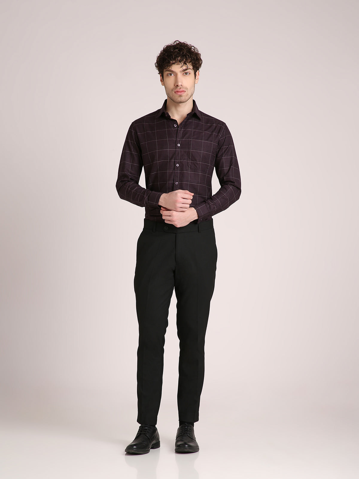 M Excess Checks Purple Dress Shirt