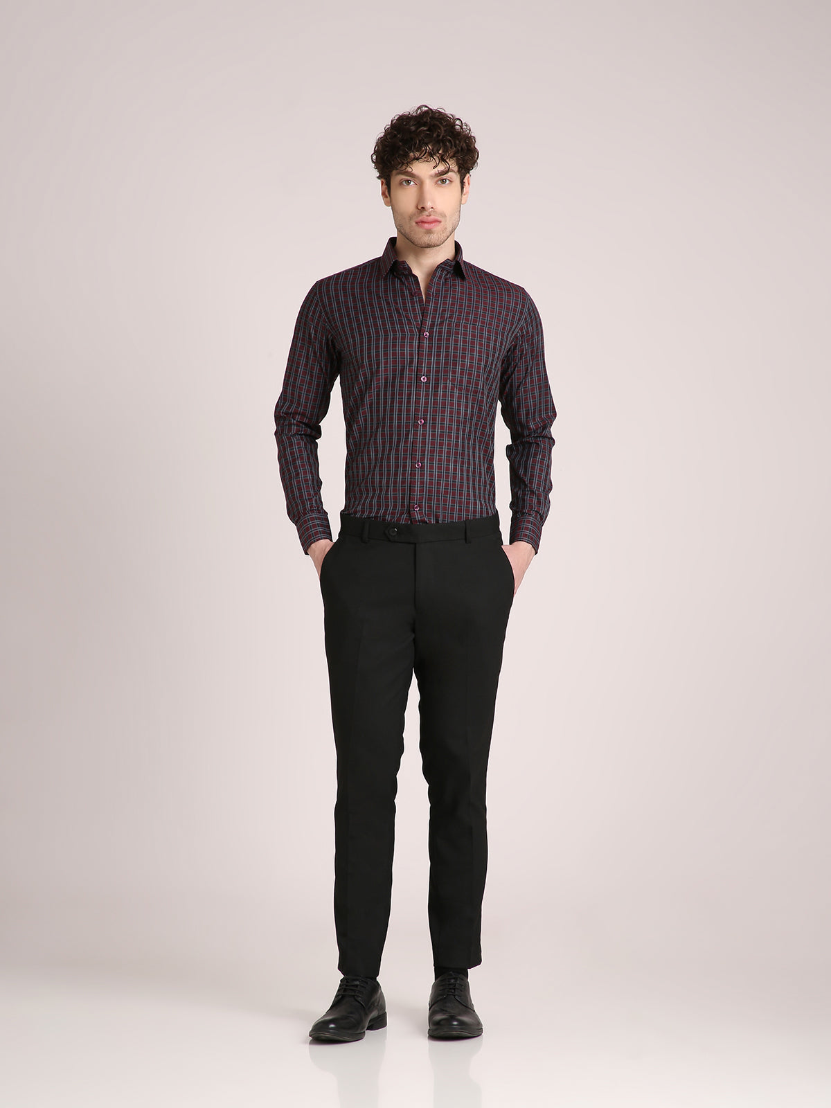 M Excess Checks Red Dress Shirt