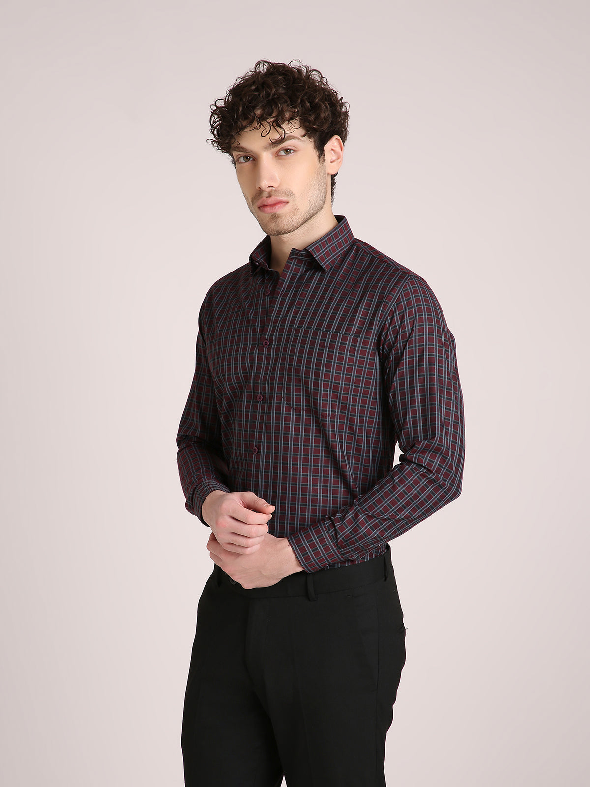 M Excess Checks Red Dress Shirt