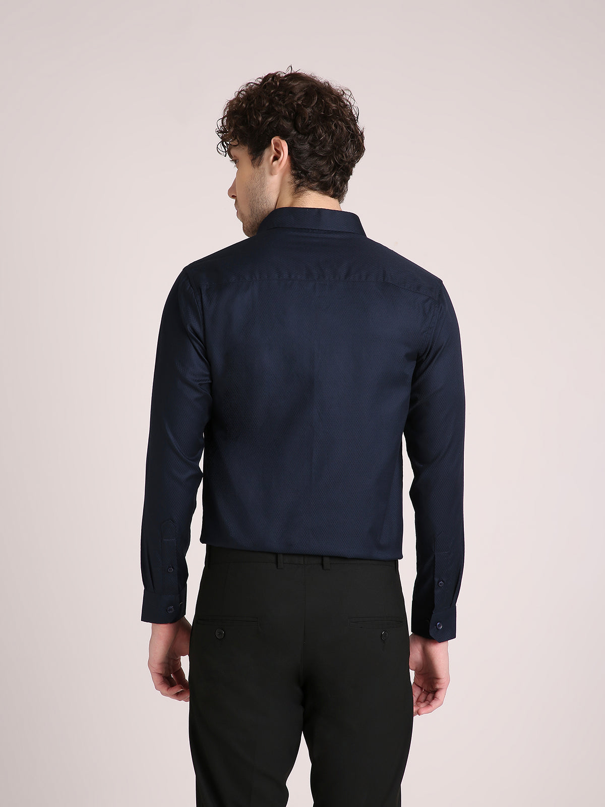 M Excess Solid Steel Blue Dress Shirt