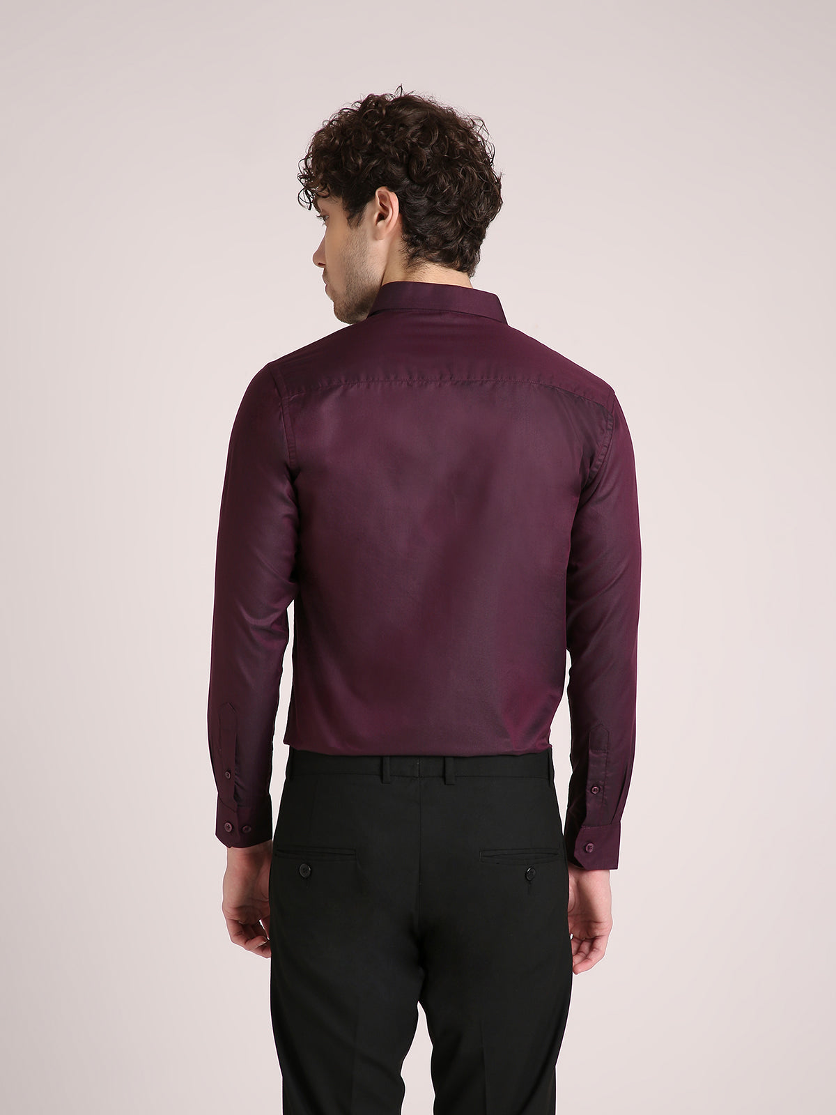 M Excess Solid Grape Dress Shirt