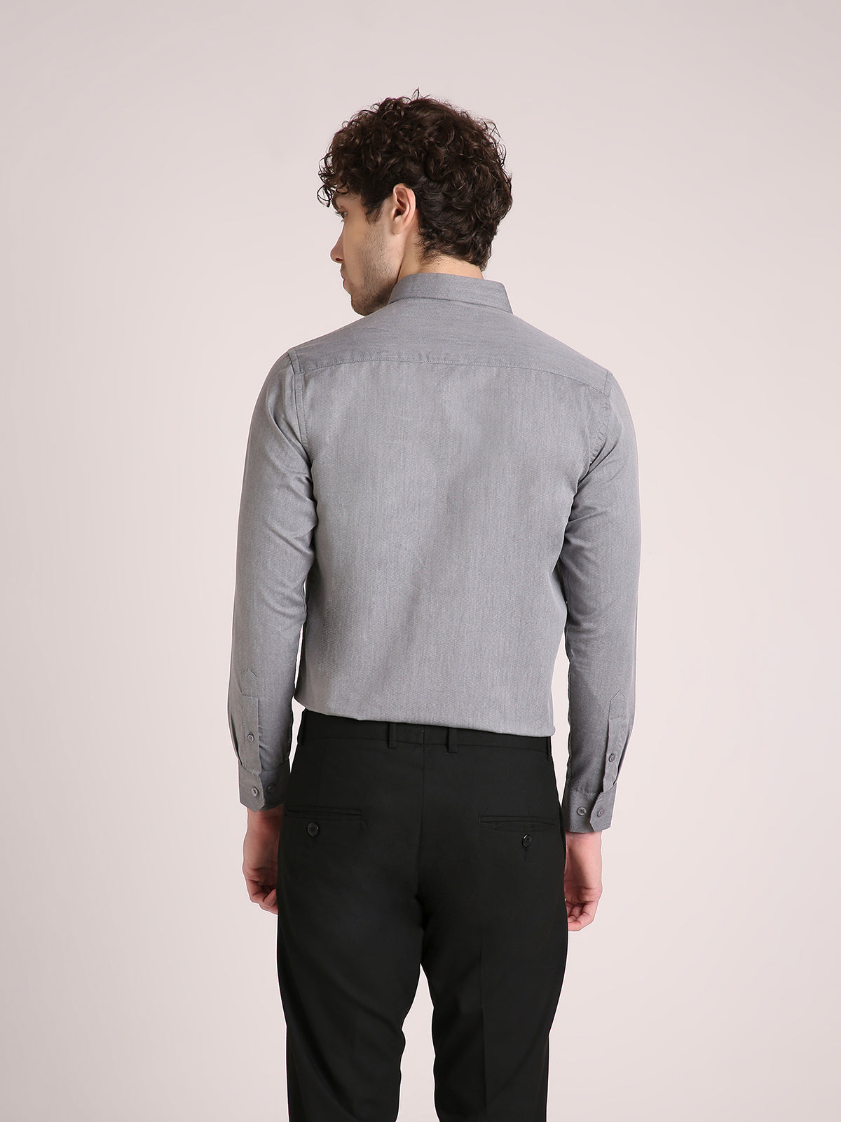 M Excess Solid Fossil Grey Dress Shirt