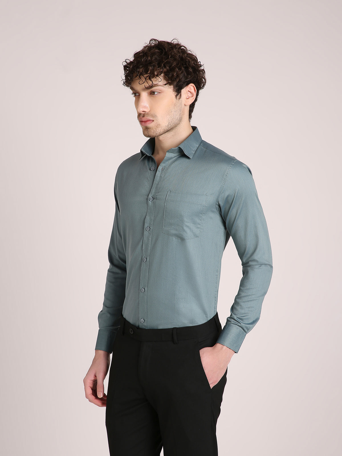M Excess Solid Sea Foam Dress Shirt