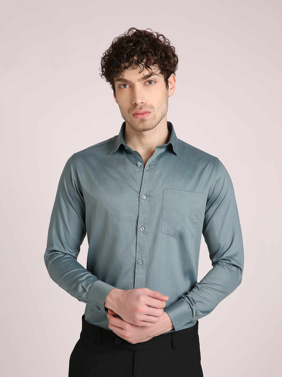 M Excess Solid Sea Foam Dress Shirt