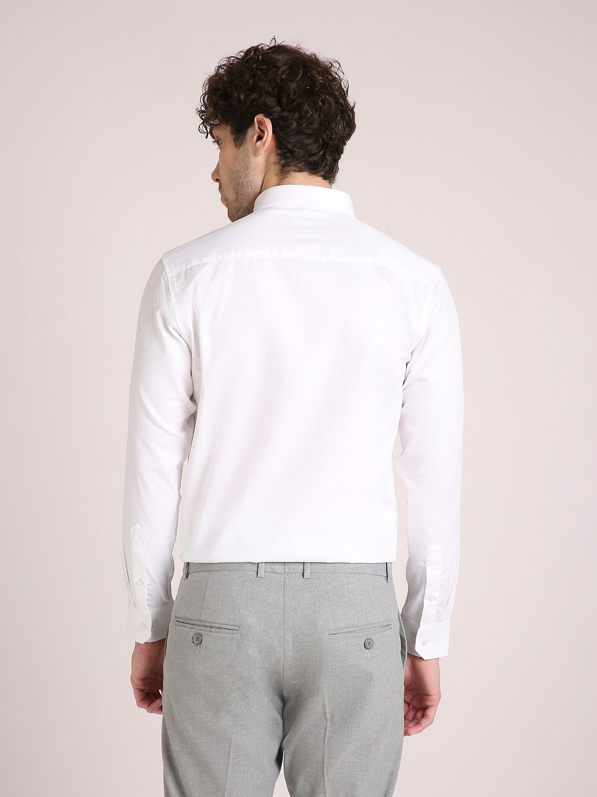 M Excess Solid White Structured Dress Shirt