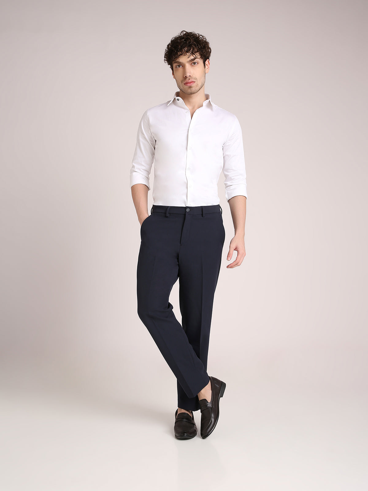 M Excess Navy Straight Fit Trousers
