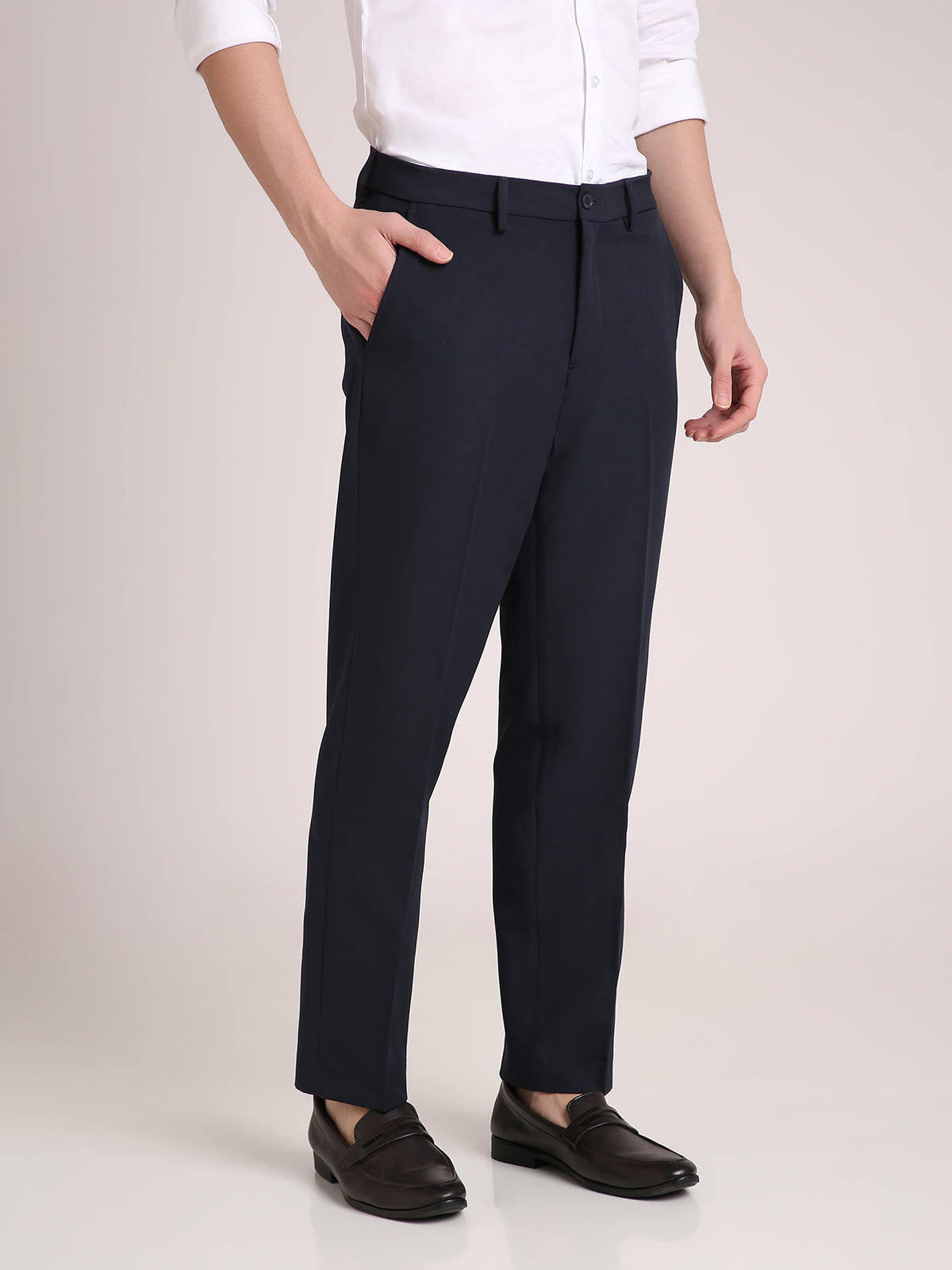 M Excess Navy Straight Fit Trousers