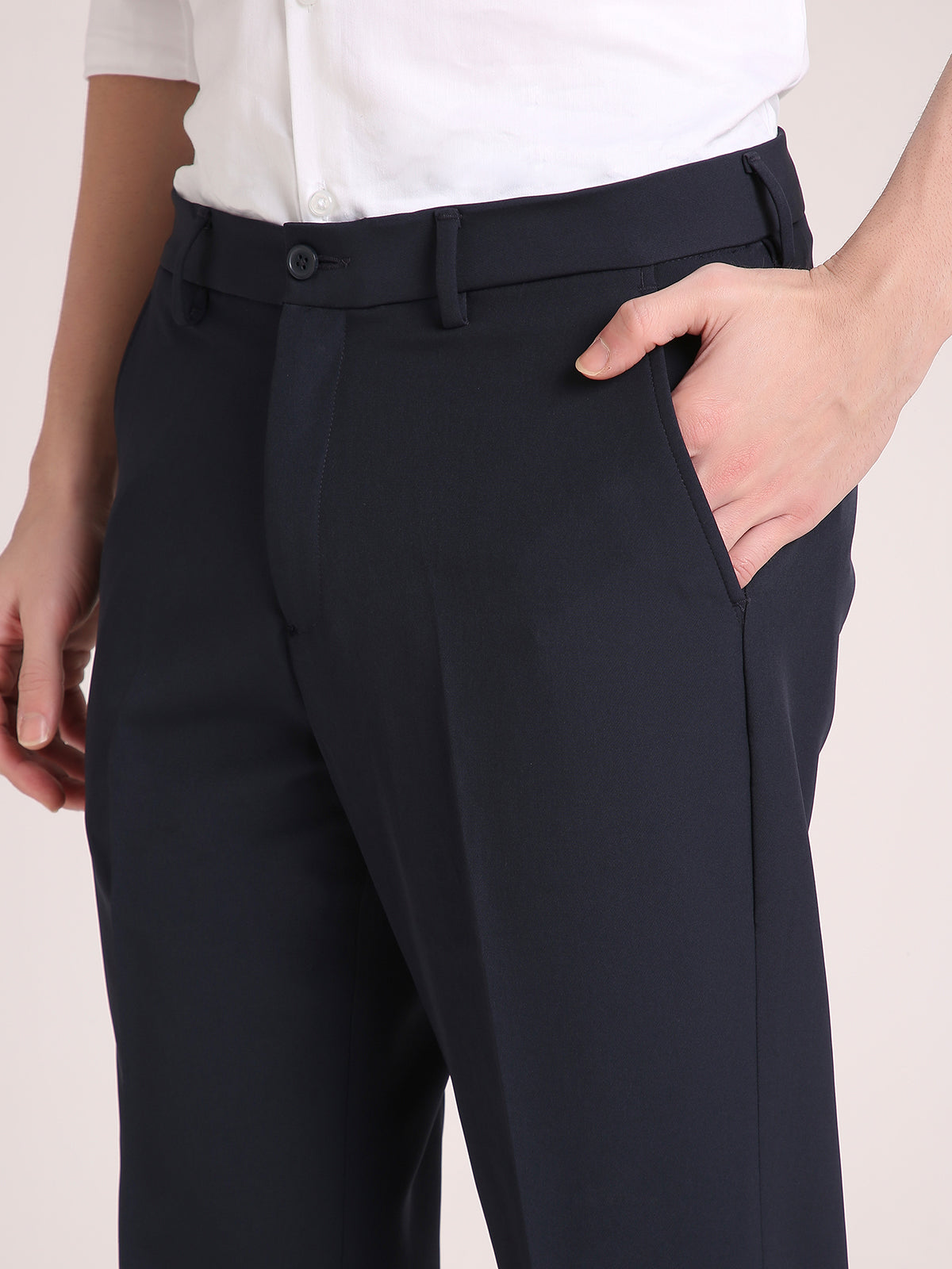 M Excess Navy Straight Fit Trousers
