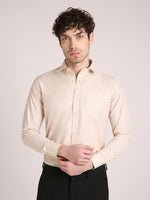 M Excess Solid Beige Dress Shirt