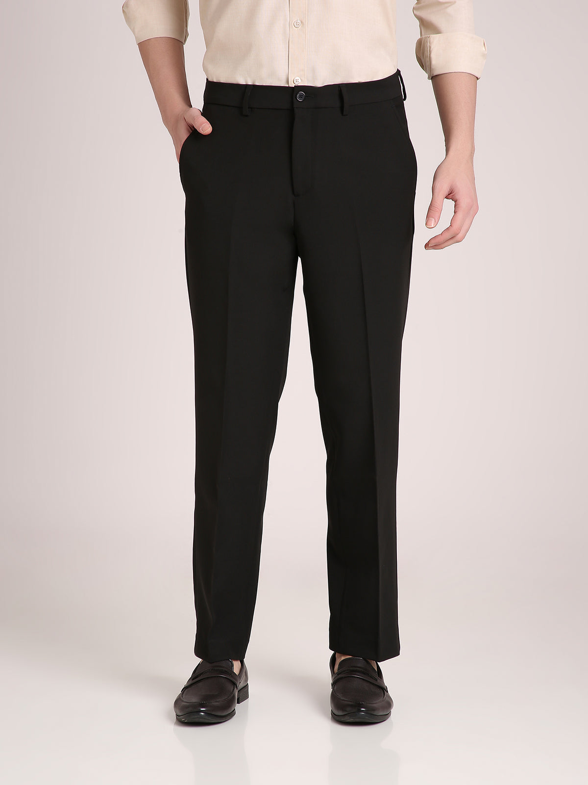 M Excess Black Straight Fit Trousers