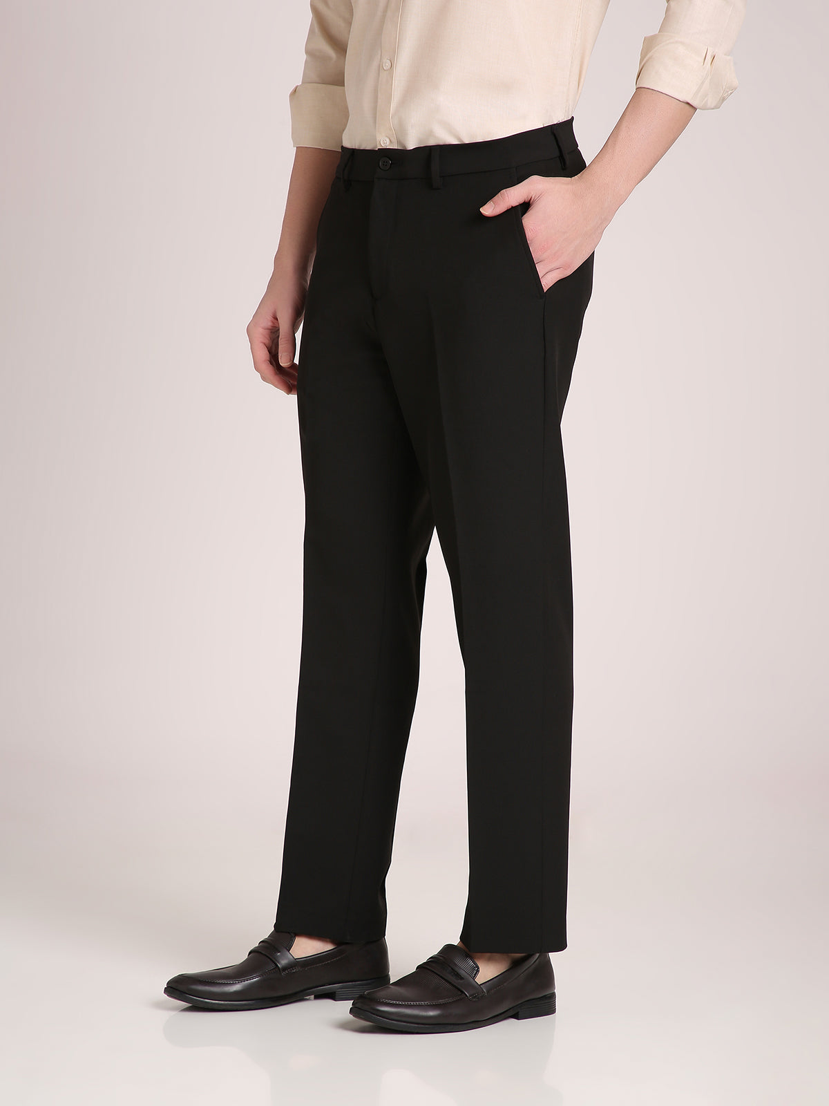 M Excess Black Straight Fit Trousers