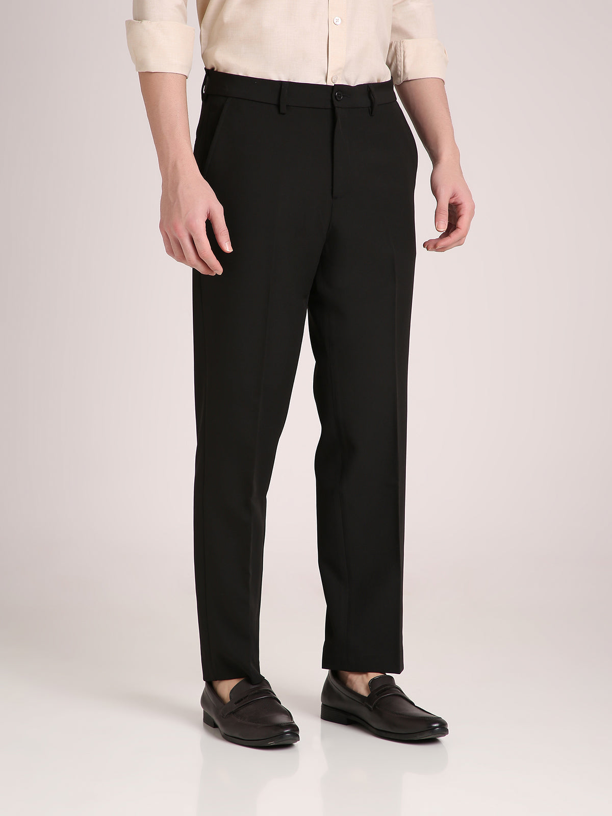 M Excess Black Straight Fit Trousers