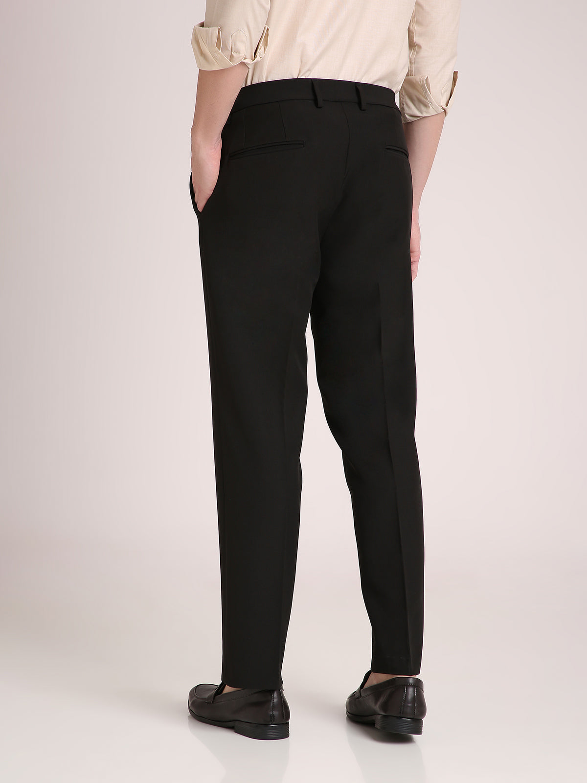 M Excess Black Straight Fit Trousers