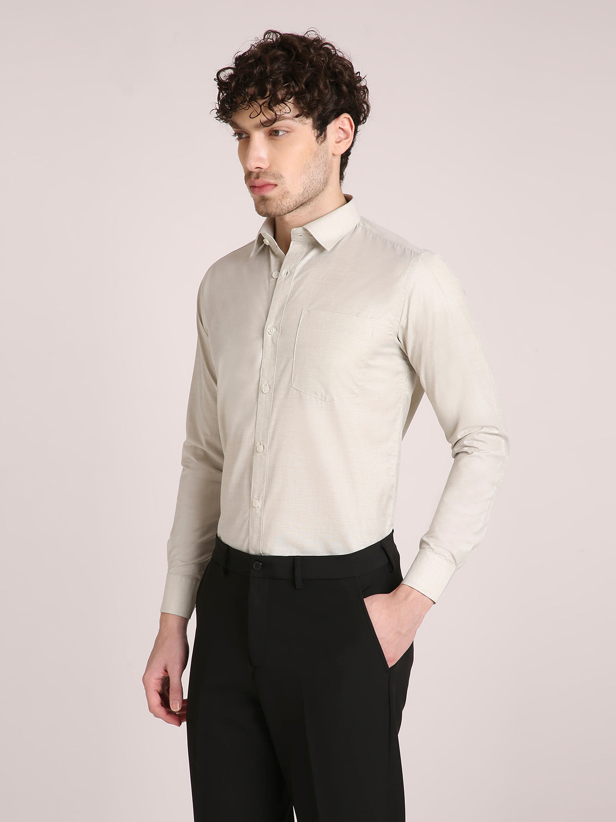 M Excess Solid Lime Green Dress Shirt