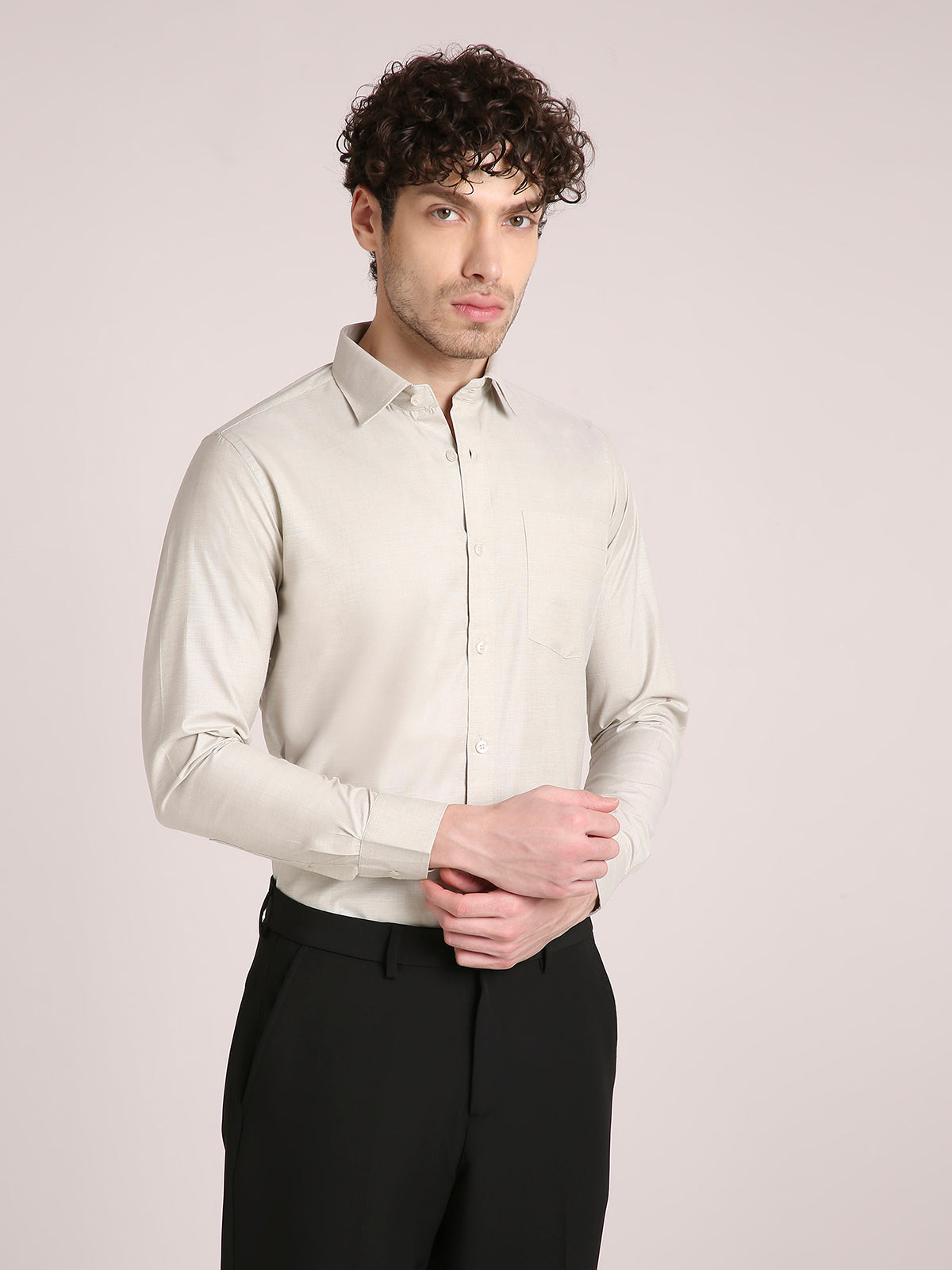 M Excess Solid Lime Green Dress Shirt