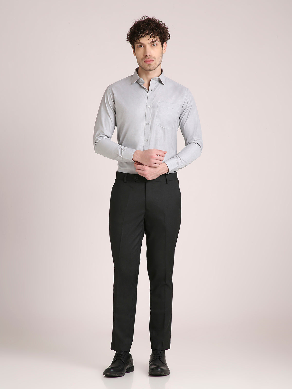 M Excess Solid Grey Dress Shirt