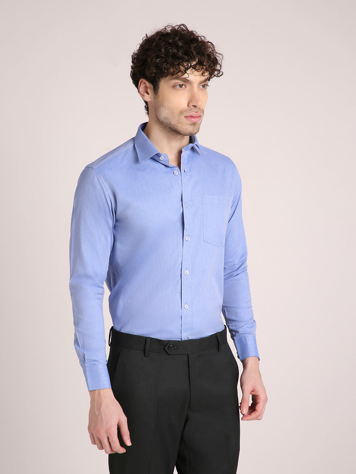 M Excess Solid Light Blue Dress Shirt