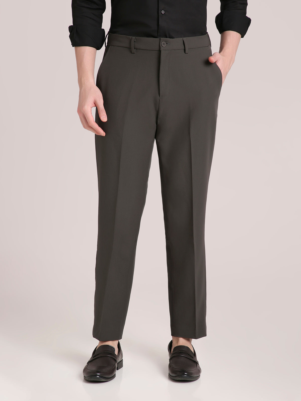 M Excess Dark Olive Straight Fit Trousers