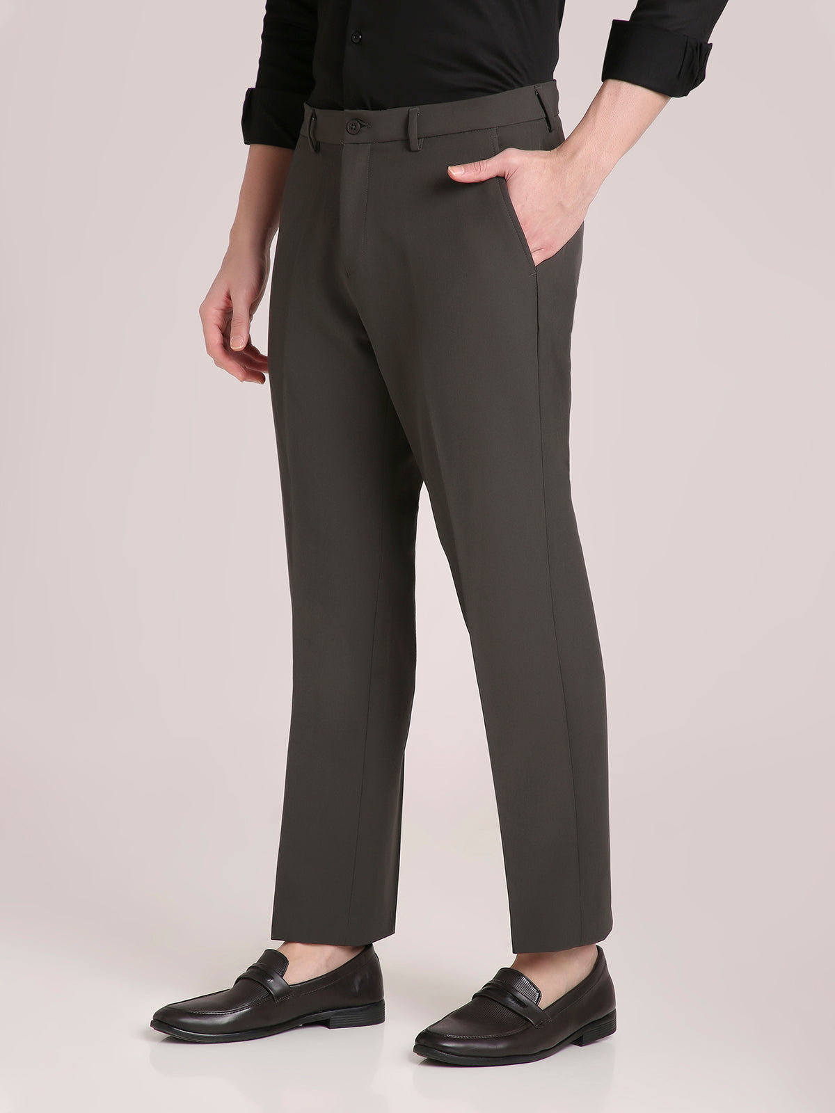 M Excess Dark Olive Straight Fit Trousers