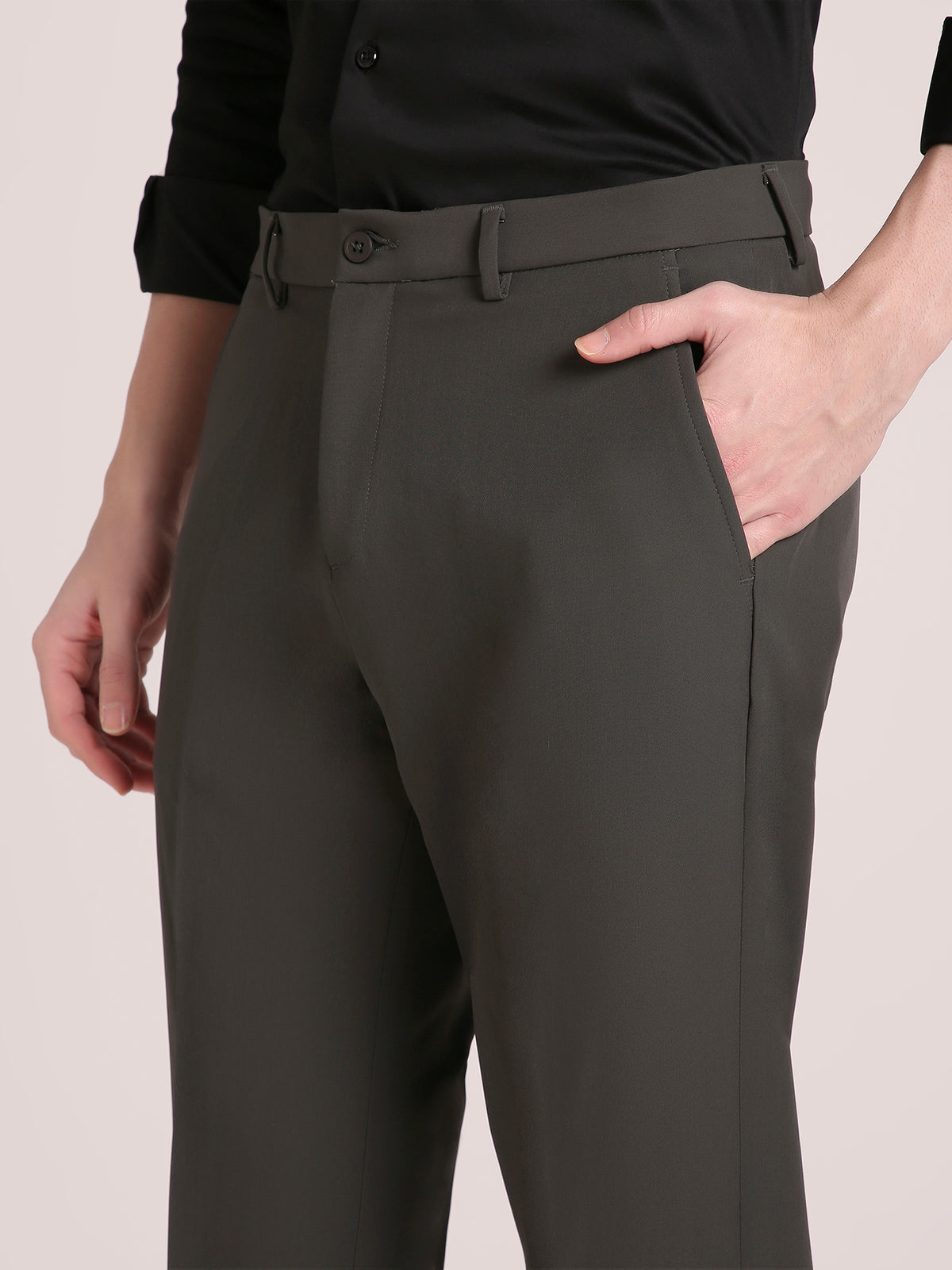 M Excess Dark Olive Straight Fit Trousers