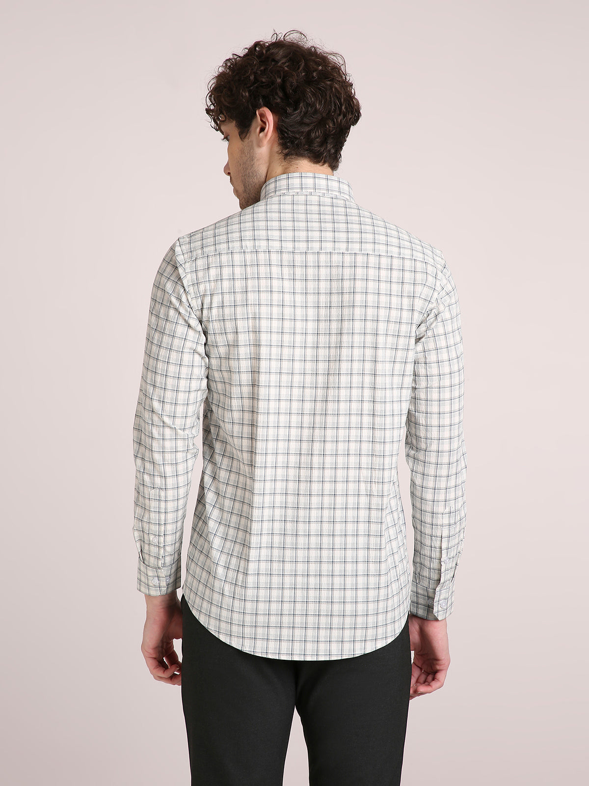 M Excess Checks Off White Dress Shirt