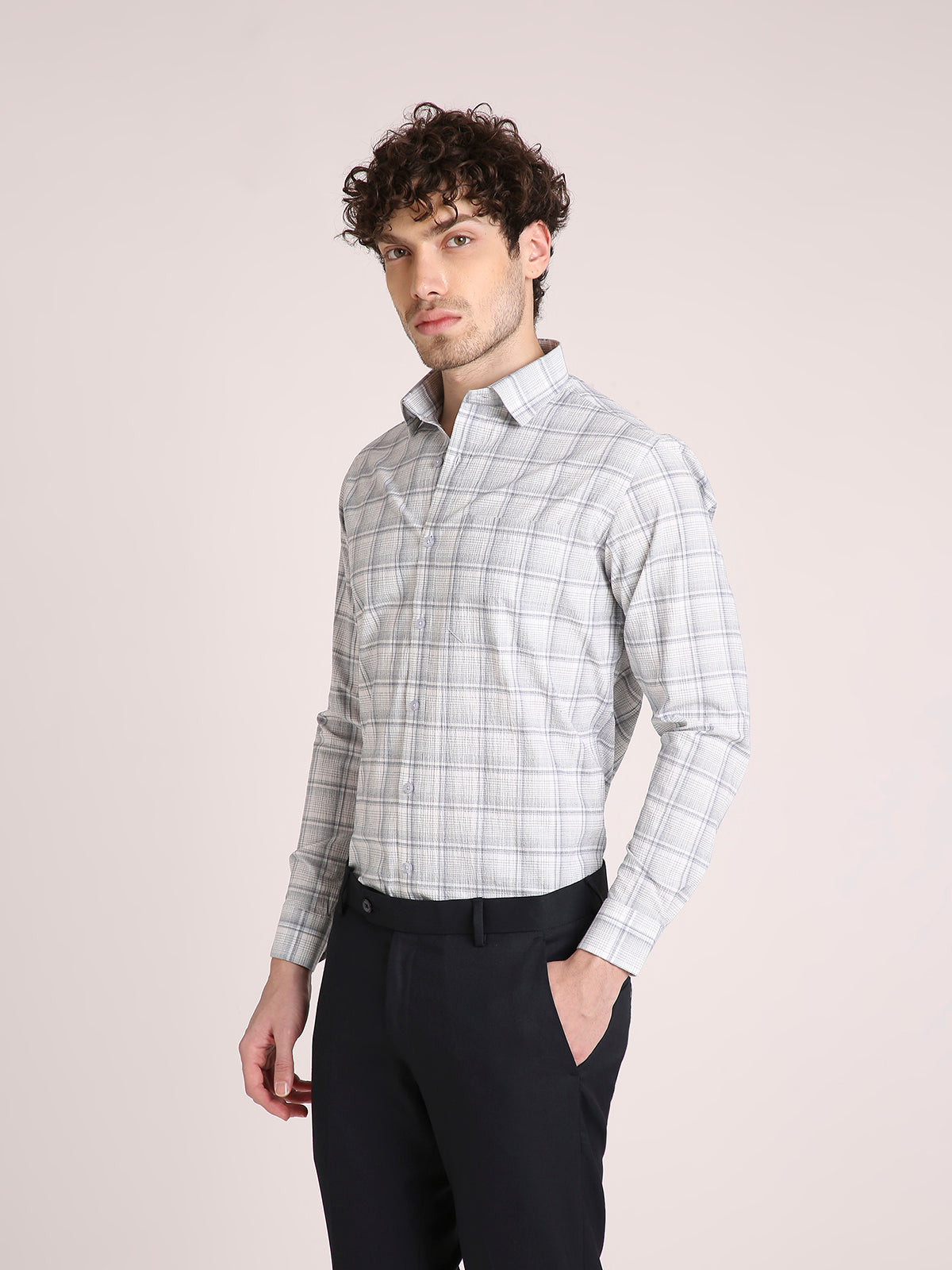 M Excess Checks Ash Dress Shirt