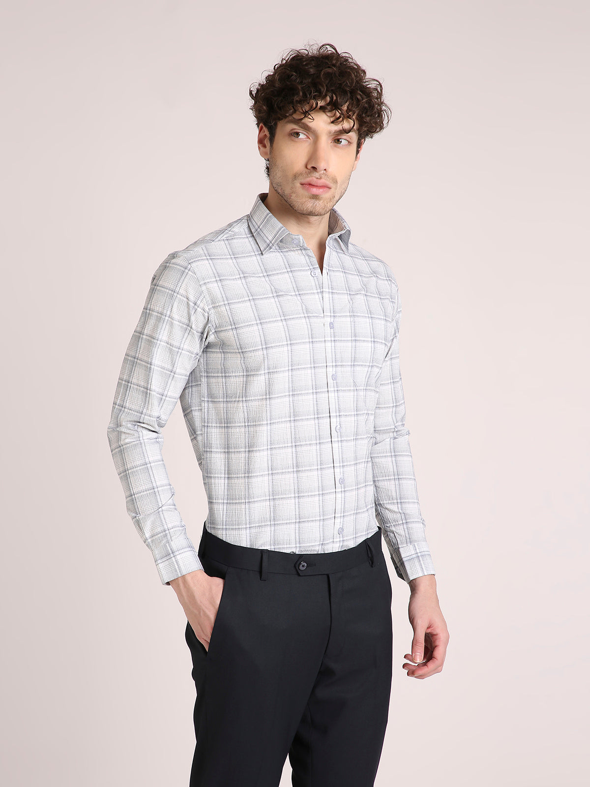 M Excess Checks Ash Dress Shirt
